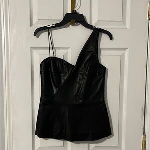 Black Asymmetrical Leather Top